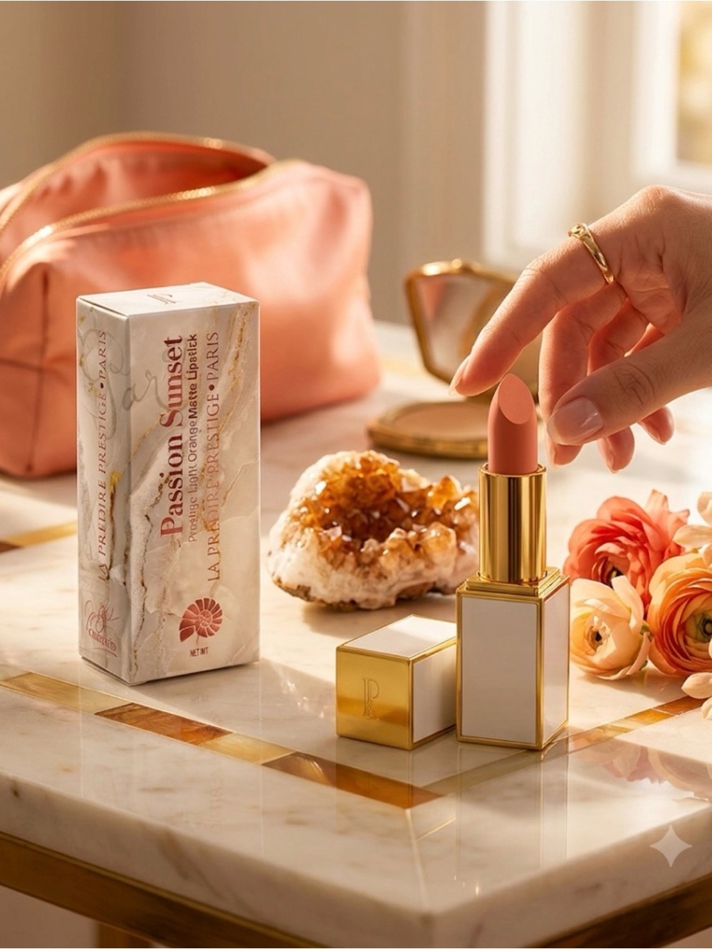 Predire La Prestige Paris Passion Sunset Creamy Peach Lipstck ~ Retail $180